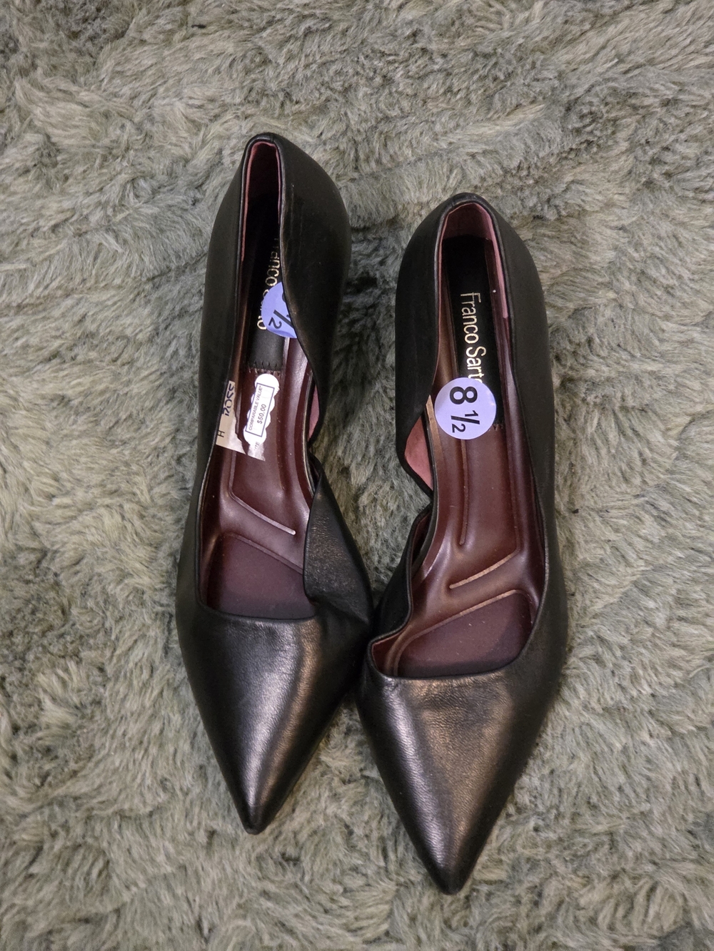 Franco Sarto Black Pointed-Toe Leather Pumps